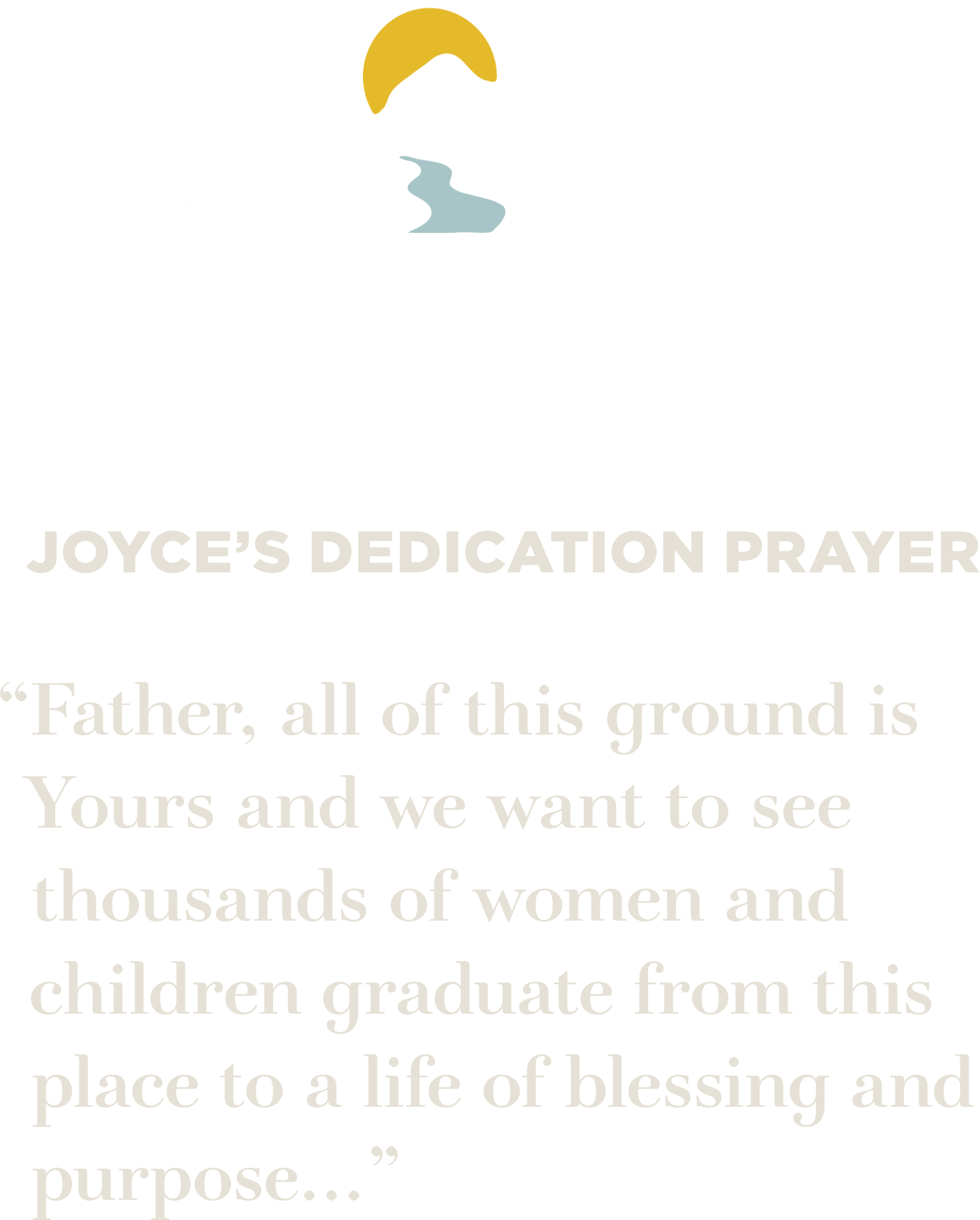 Hope Mountain Ranch graphic with Joyce’s dedication prayer about blessing and purpose.