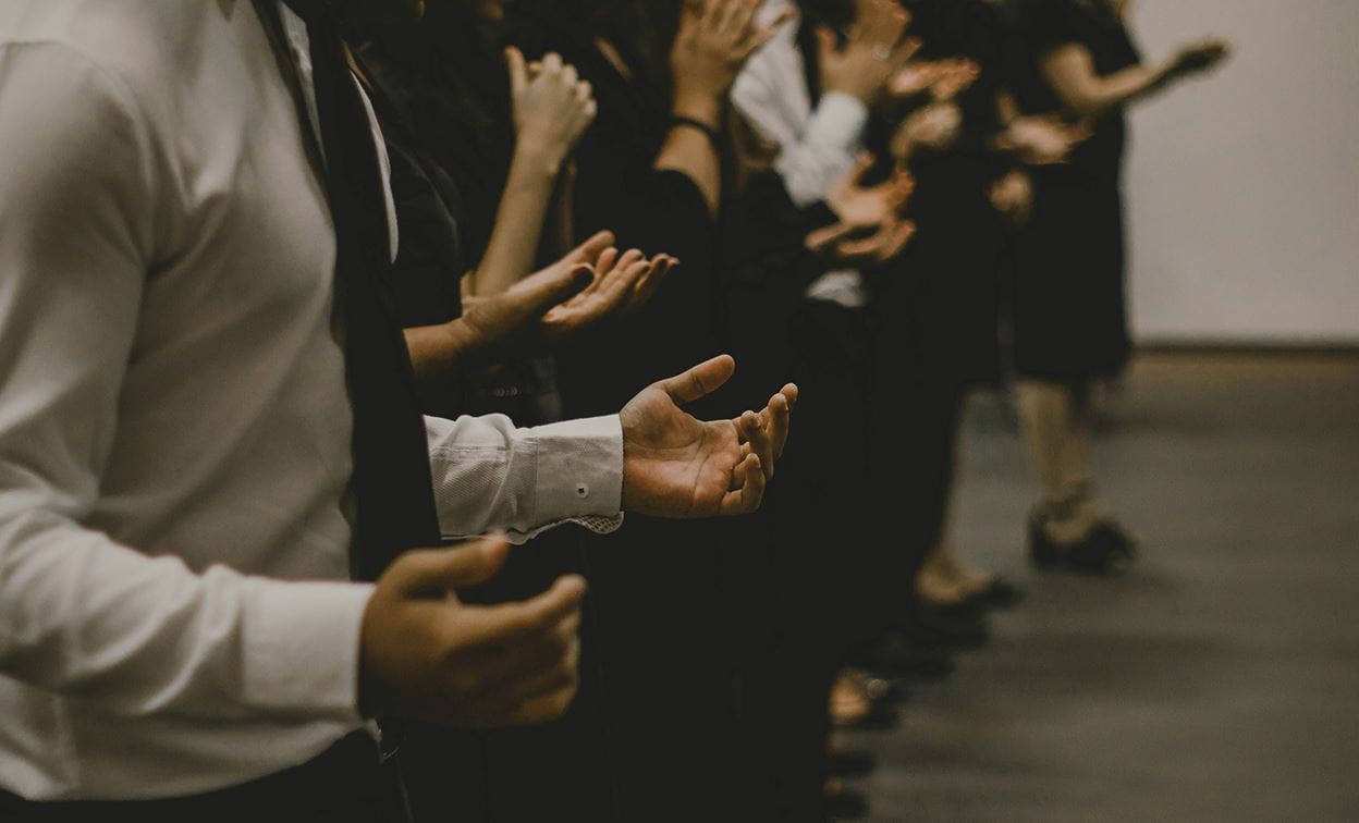 People worshiping at church