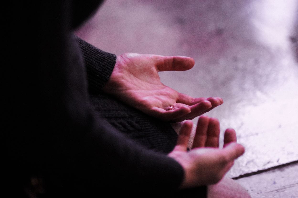 Image of an individual sitting and praying