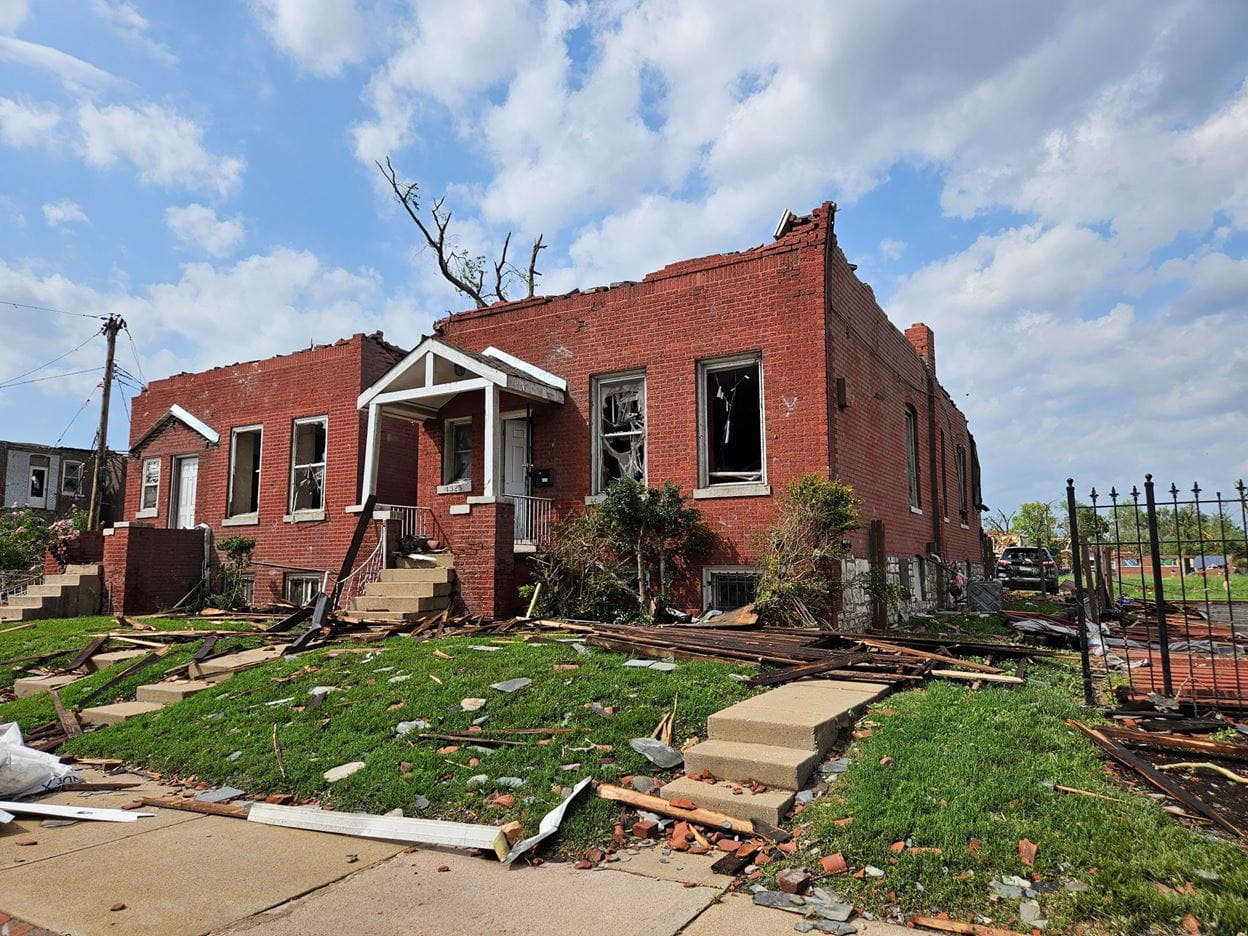Brick House Destroyed by a Tornado